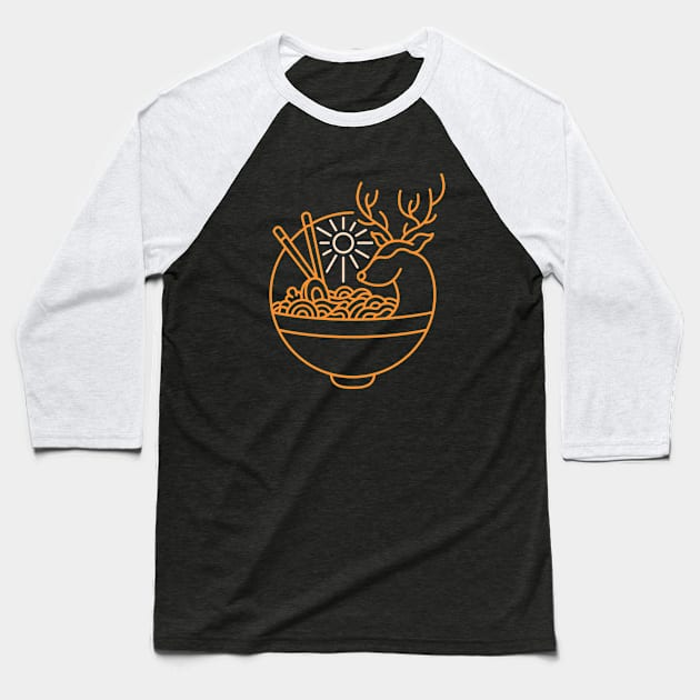 Ramen Deer Baseball T-Shirt by VEKTORKITA